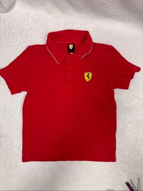 Puma Ferrari Scuderia Red Polo Shirt Short Sleeve boys sm
